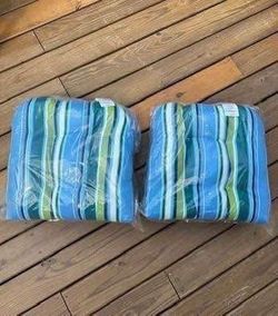 4 Outdoor Wicker Deep Seated Chair Caribbean Blue Tufted Replacement Cushions 20”x 20”x 4 NEW
