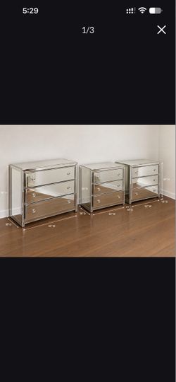 Mirrored 3-Drawer Dresser and Nightstand Set