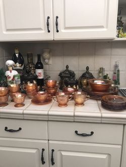 REDUCED. 37 pieces of Amber Carnival Glass