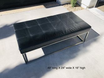 Ottoman - Black leather/leatherette & Chrome