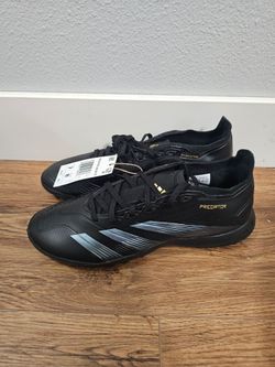 New Adidas IF6377 Predator League Turf Soccer Shoes Black Gold Mens Size 7/Women's 8