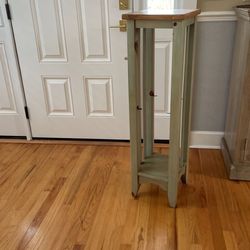 Wood Side Table With Glass Shelf