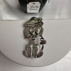 Vintage Rare Silver Plated Dog Brooch Pin