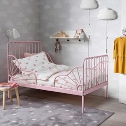 2 twin size bed frames and 1 covered mattress