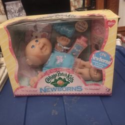 Brand New 25 Years Celebration Cabbage Patch Kids Newborns CPK Newborns And Blue Story Book And Crushing And Accessories 18 Months Plus