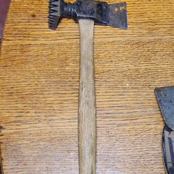 Antique Wooden Handled Meat Tenderizer Hatchet