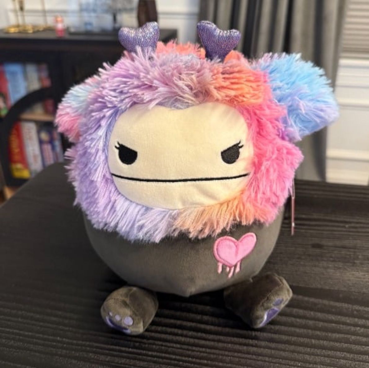 Squishmallow Frumpy the Bigfoot Valentines 2025 Black Tie Dye 8 inch, New!