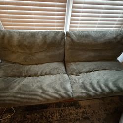 Futon Green Corduroy Like New. No Sags Or Rips