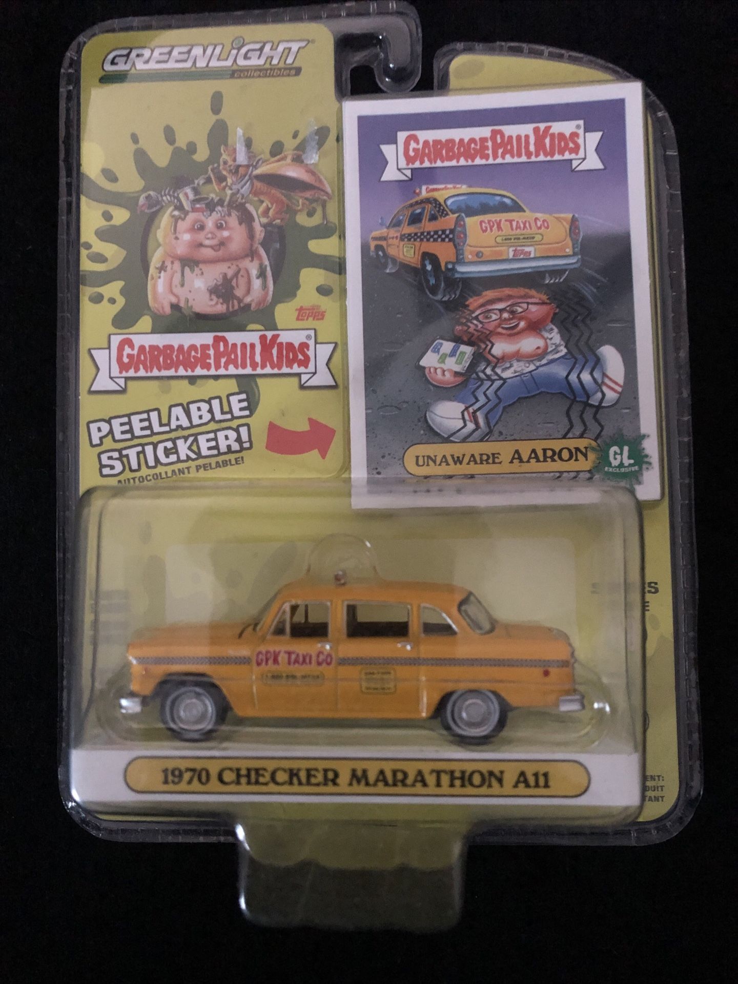 GREENLIGHT Garbage Pail Kids 1970 Checker Marathon A11 Taxi Unaware Aaron