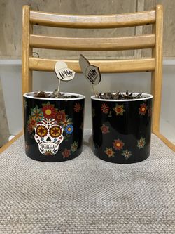 Ceramic Sugar Skull Planter