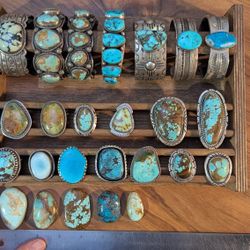 Turquoise Jewelry, Men's rings size 8.5 & bracelets 7". 