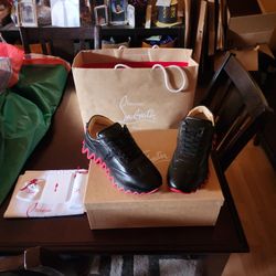 BRAND NEW SIZE 10 AUTHENTIC CHRISTIAN LOUBOUTIN LOUBISHARK FLAT CALF SNEAKERS. 