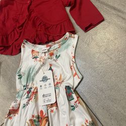 Christmas/Toddler Girls Dresses and Cardigan Sleeveless Floral Print Dress and Bolero Shrug 2 Piece Set for Baby Girl Fal