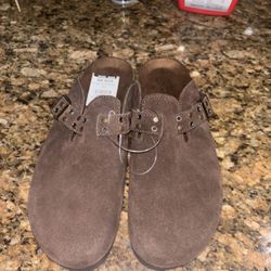 White Mountain Women's Genuine Suede Adjustable Buckle Slip-on Clog