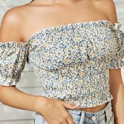 Floral Off Shoulder Crop Top