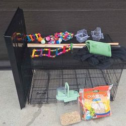 Budgie/Parakeet cage w/ accessories and food