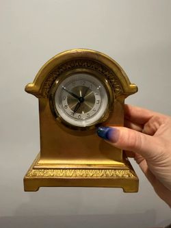Vintage Mercedes Quartz Gebr Hauser German Gold Mantel Clock
