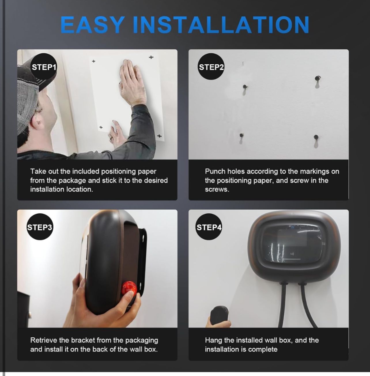 KHONS Level 2 EV Charger Up to 40 Amp 240V 10kW Home Car Charger NEMA 14 50 Plug 25ft Cable Indoor/Outdoor Car Charging Station Plug and Play EVSE Bla