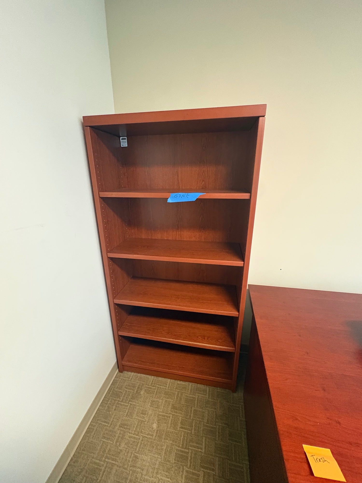 Warehouse Sale: Reddish-Brown Four-Shelf Bookcase with Adjustable Storage