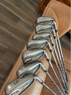 Ping E1 irons, 5-PW and Gap, stiff ping CFS SHAFTS, red dot, standard length. Barely used.