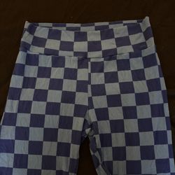 Blue Checkered Biker Shorts
