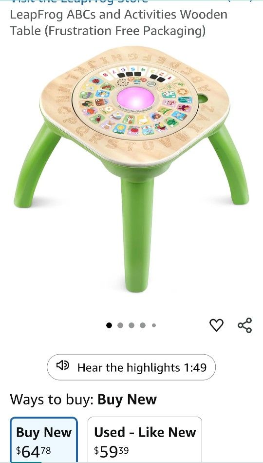 LeapFrog ABC Activity Table NIB