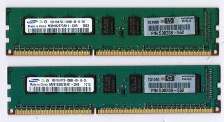 Samsung HP Original 1GB X 2 Desktop Memory Ram Sticks