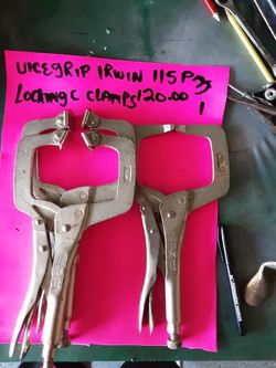 3 large 3 small c clamps vice grip brand. 3 bar clamps 2 16" 1 10" Jorgenson these are not harbor freight tools.