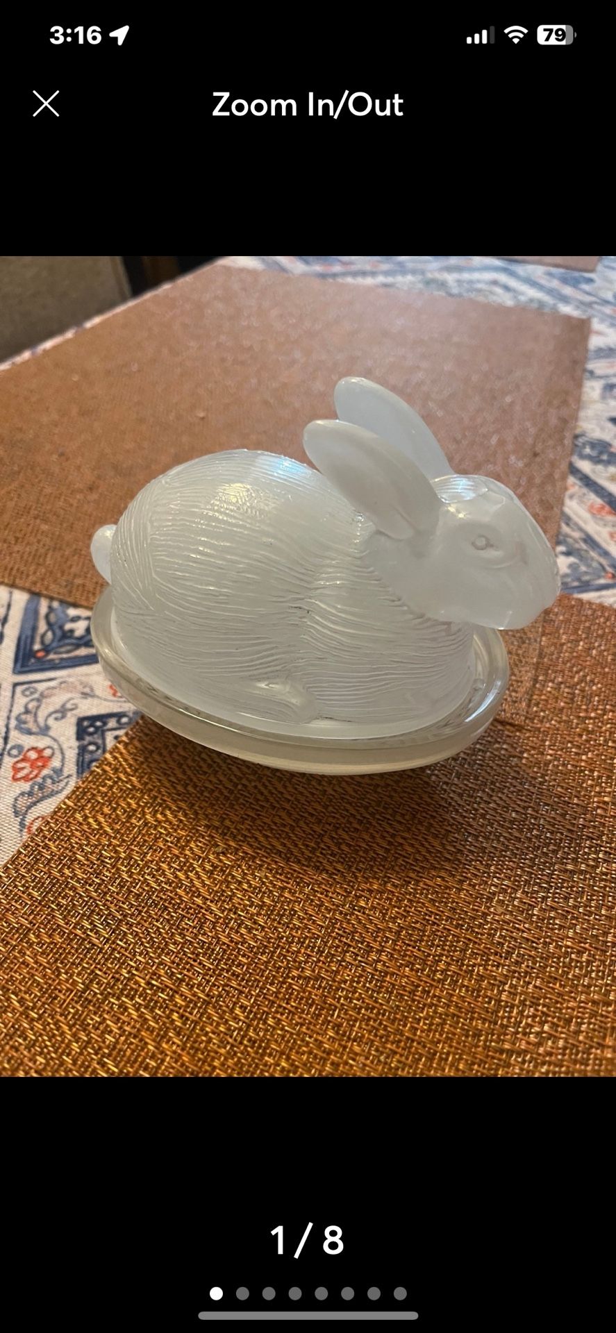 Vintage milky glass bunny dish