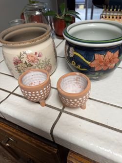 Set of 4 Ceramic Plant Pots