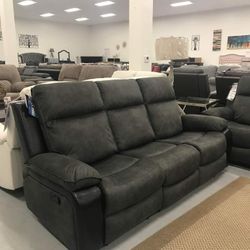Dark Gray Sofa, Loveseat Reclining Couch ⭐ No Needed Credit Check 💛 $39 Down Payment with Financing