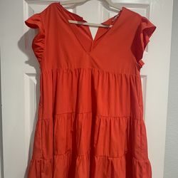 Short comfy red/orange spring dress