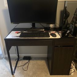 Brown Computer Desk With Drawers 