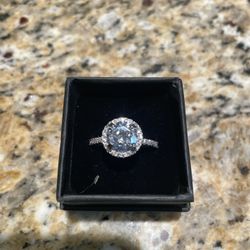 14k White G.F Size 10 Mossiante Diamond Ring 