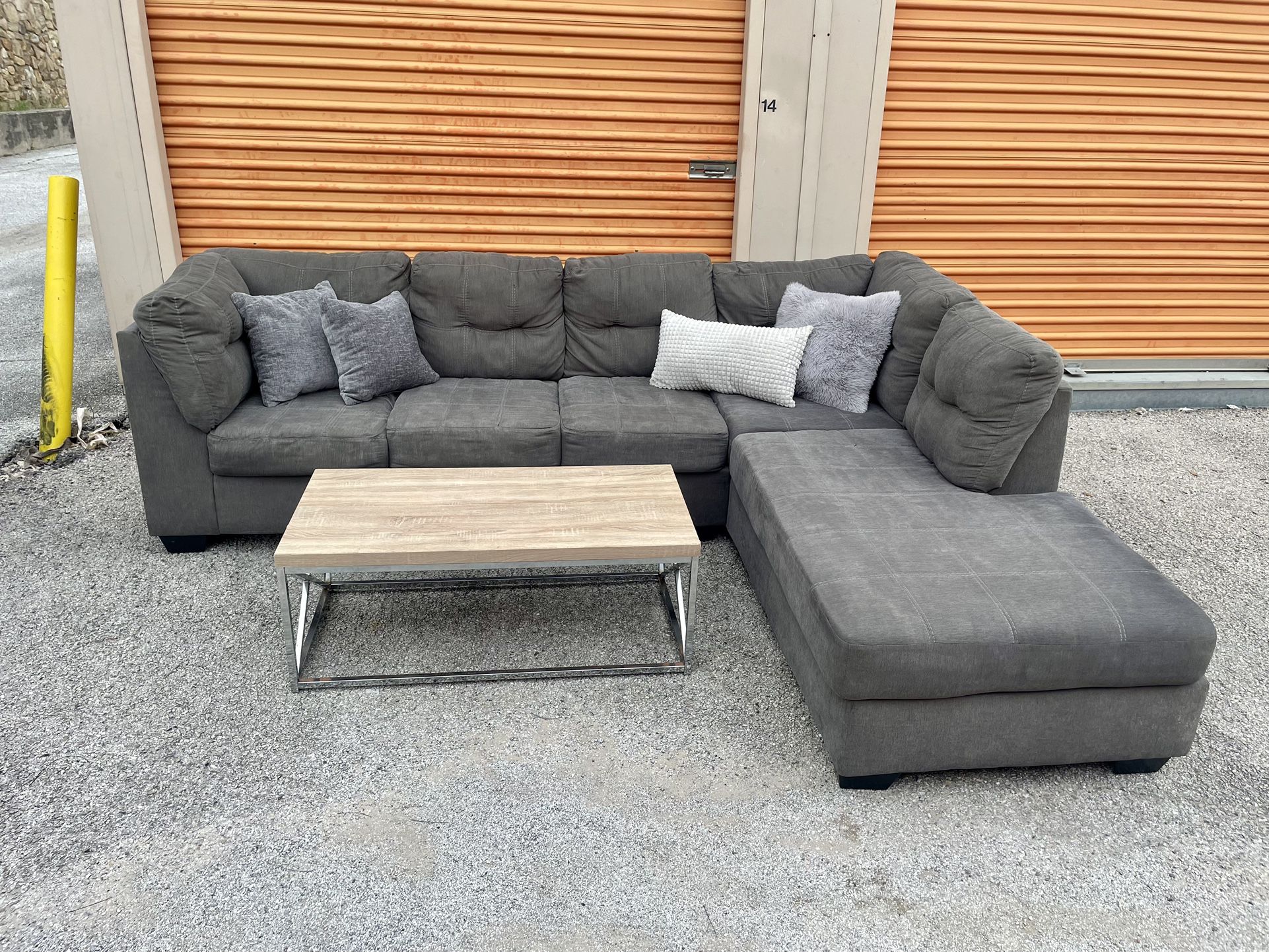 Grey Sectional Couch With Chaise. Can Deliver