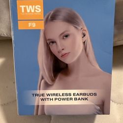 TWS BTH-F9-5 TRUE WIRELESS SMART TOUCH EARBUDS WITH POWER BANK EASY PAIR NIB