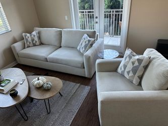 Beige Sofa and Armchair Set