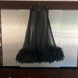 Tulle Skirt With Real Ostrich Feathers