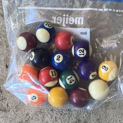 15 Vintage Tabletop small  Pool Balls- Missing 6 ball