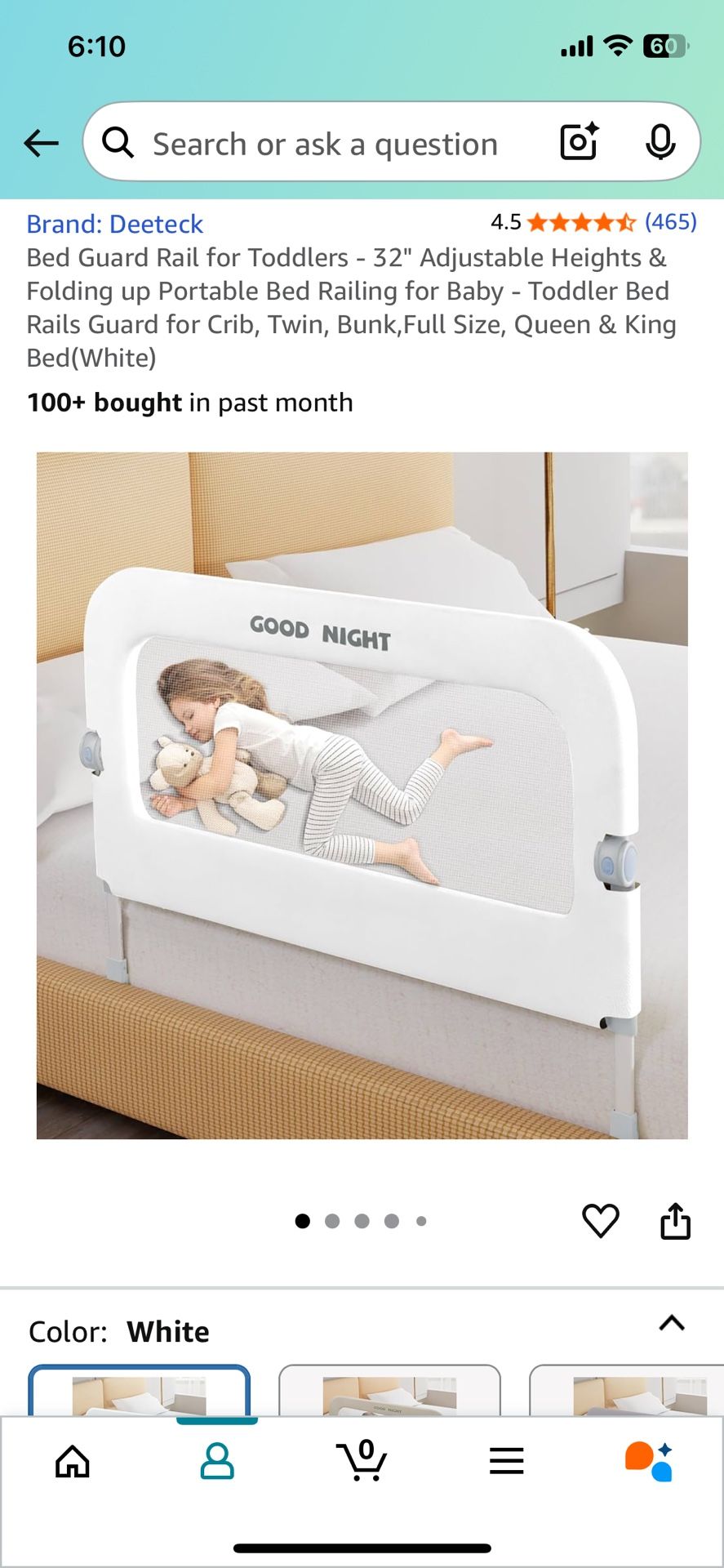 Bed Guard Rail for Toddlers