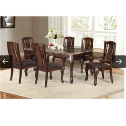 6 Chairs Marble Top Dinning Table