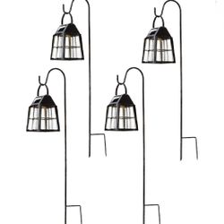 Deck Impressions Farmhouse Solar LED Shepherd's Hook Lanterns, 4-Pack Brand New In Box 