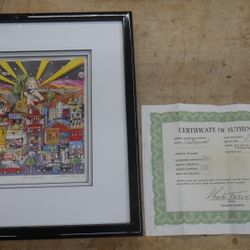 HOLLYWOOD CHARLEZ FAZZINO 9X7 3D GRAPHIC 50/200 AP42 MUSEUM RAG W COA.