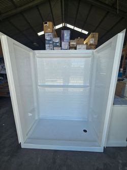 Delta 60x32 White Acrylic Walk-In Shower Surround with Base