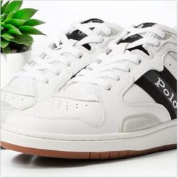 NWT Polo Ralph Lauren Court Mid Pro Shoes Sneakers White Black Gray Mens Size 10.5 M  