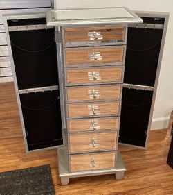 Mirrored jewelry armoire