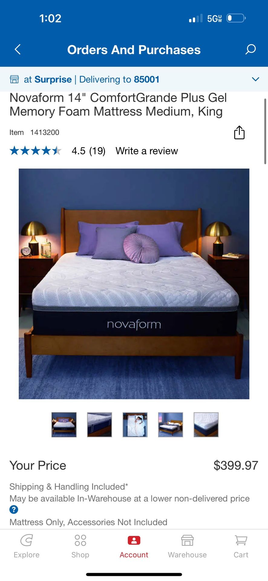Novaform 14 ComfortGrande Plus Gel Memory Foam Mattress