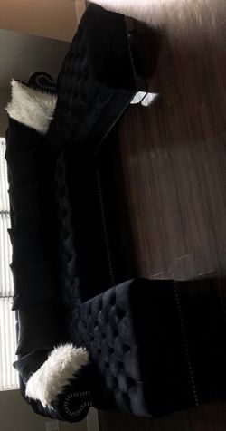 Kim Black Velvet Double Chaise Sectional &Couch & living room set