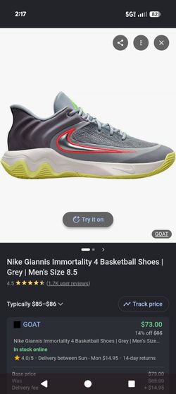 Nike Giannis Immortality 4 Basketball Shoes | Grey | Men's Size 8.5