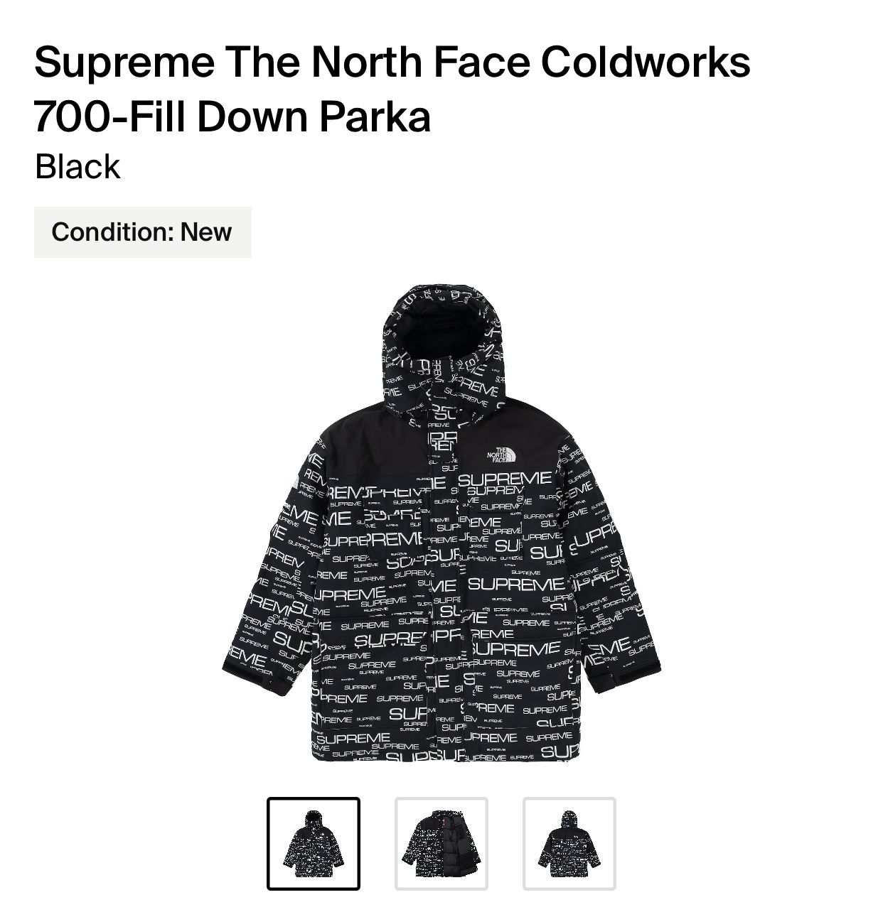 Supreme X The North face Coldworks 700-Fill Down Parka Size Large